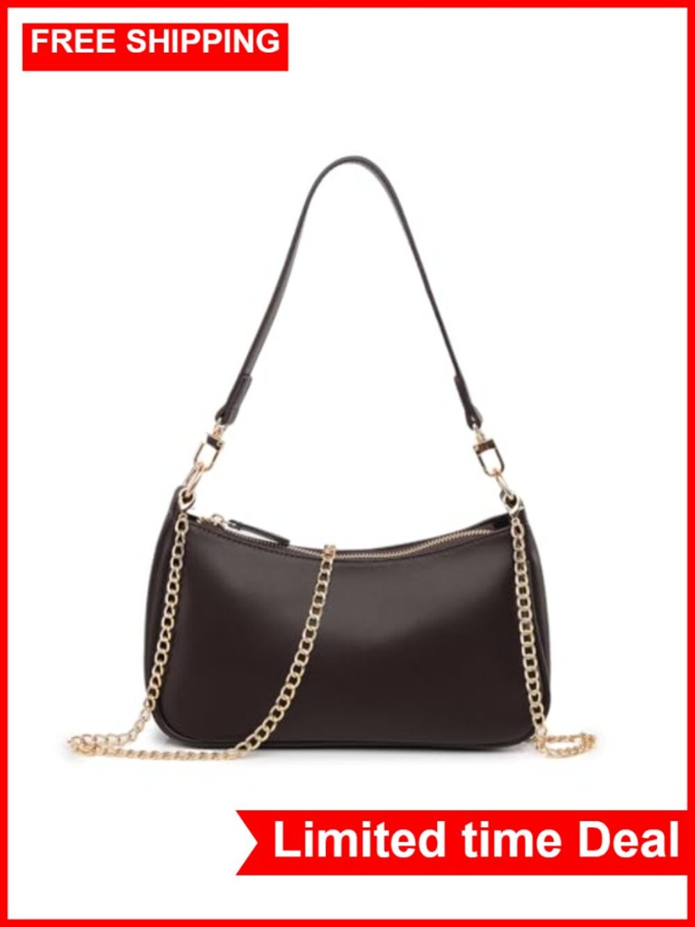 Retro Small Hobo Shoulder Bag Crossbody Purse with Zipper Closure PU Leather